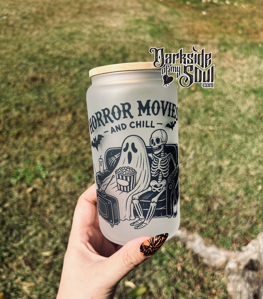 Horror Movies And Chill | 16oz. Frosted Glass Cup