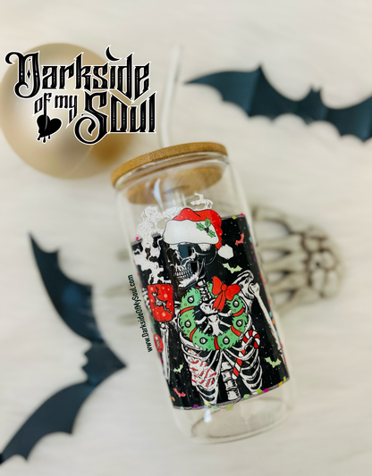 Spooky Christmas Skeleton | 16oz. Glass Cup