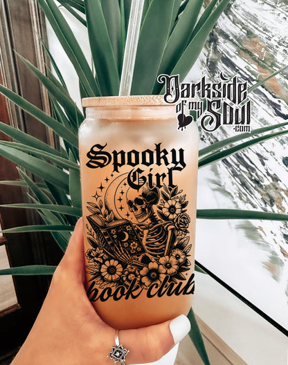 Spooky Girl Book Club | 16oz. Frosted Glass Cup