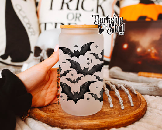 Spooky Bats | 16oz. Frosted Glass Cup