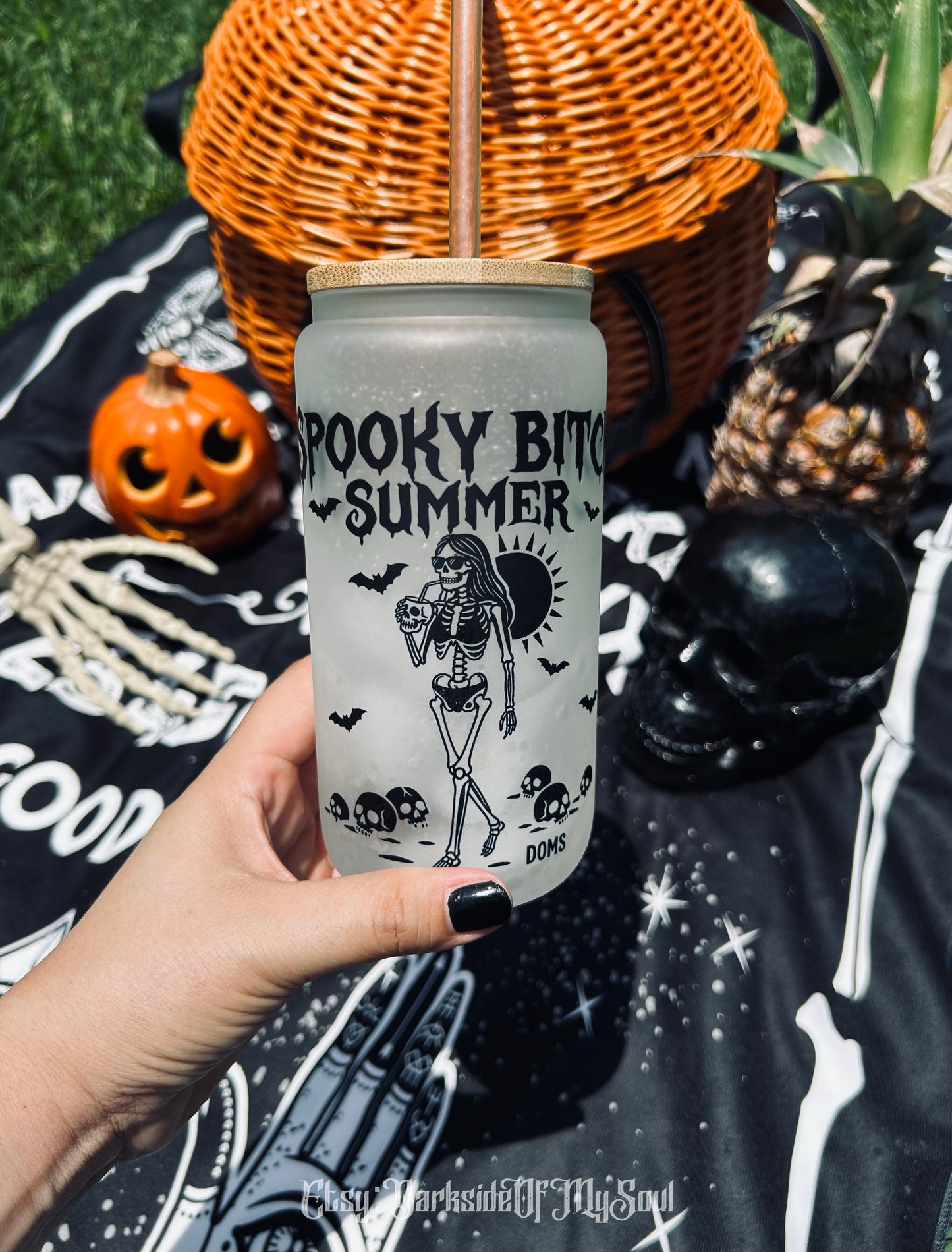 DOMS Exclusive Spooky Bitch | 16oz. Frosted Glass Cup
