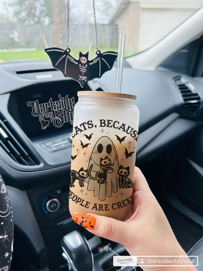 Cats Because People Are Creepy | 16oz. Frosted Glass Cup