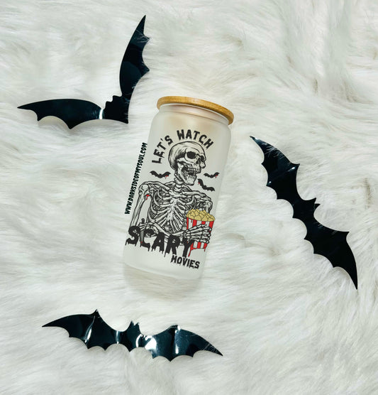 Let's Watch Scary Movies | 16oz. Frosted Glass Cup