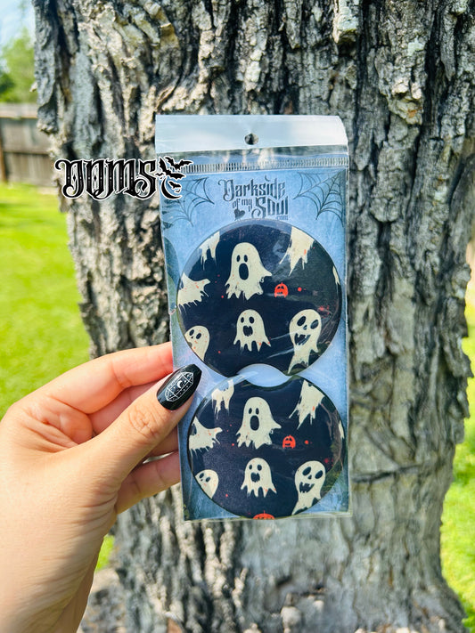 Ghost Pumpkin Car Coasters