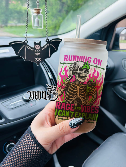 Running On Rage And Vibes I Can't Explain | 16oz. Frosted Glass Cup