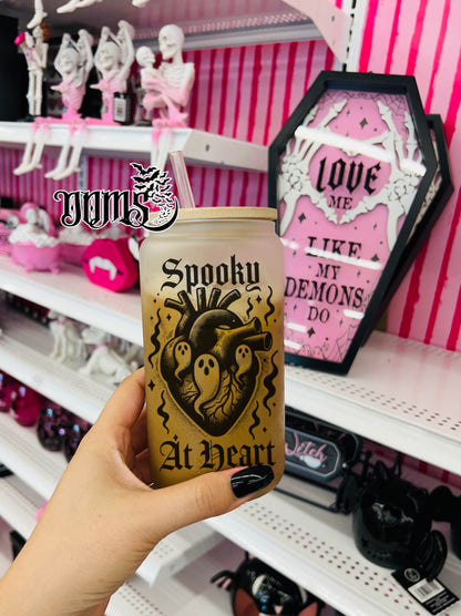 Spooky At Heart | 16oz. Frosted Glass Cup