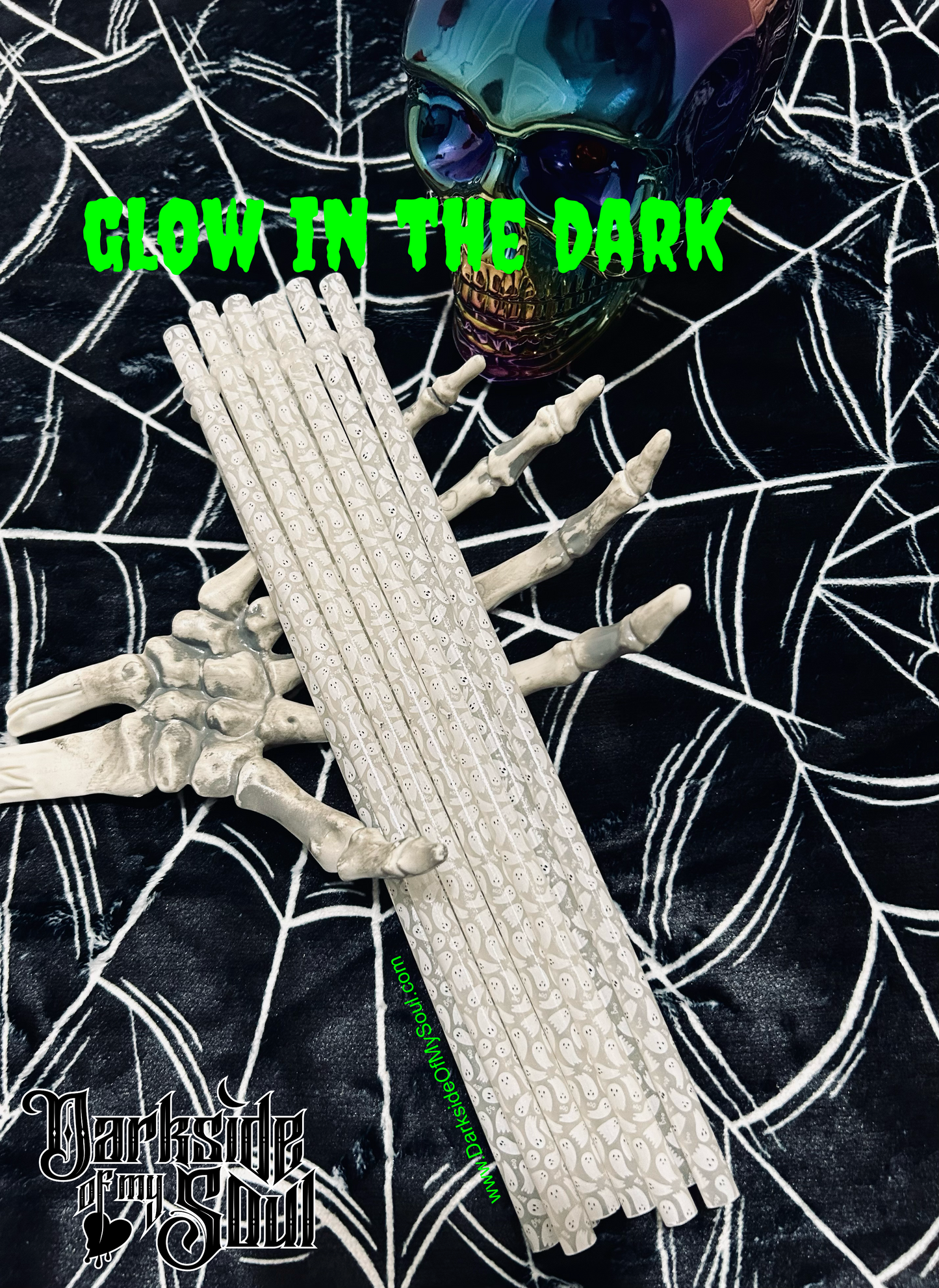 10" Ghosties Glow In The Dark Straws