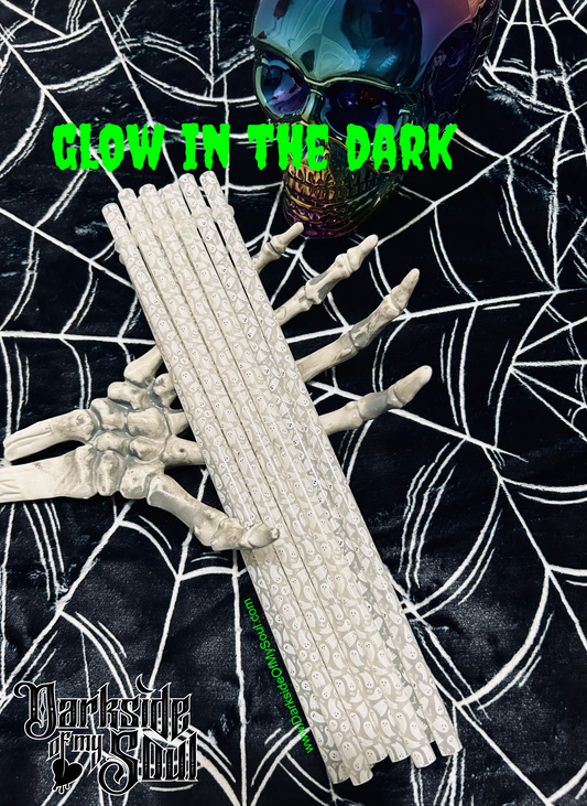 10" Ghosties Glow In The Dark Straws