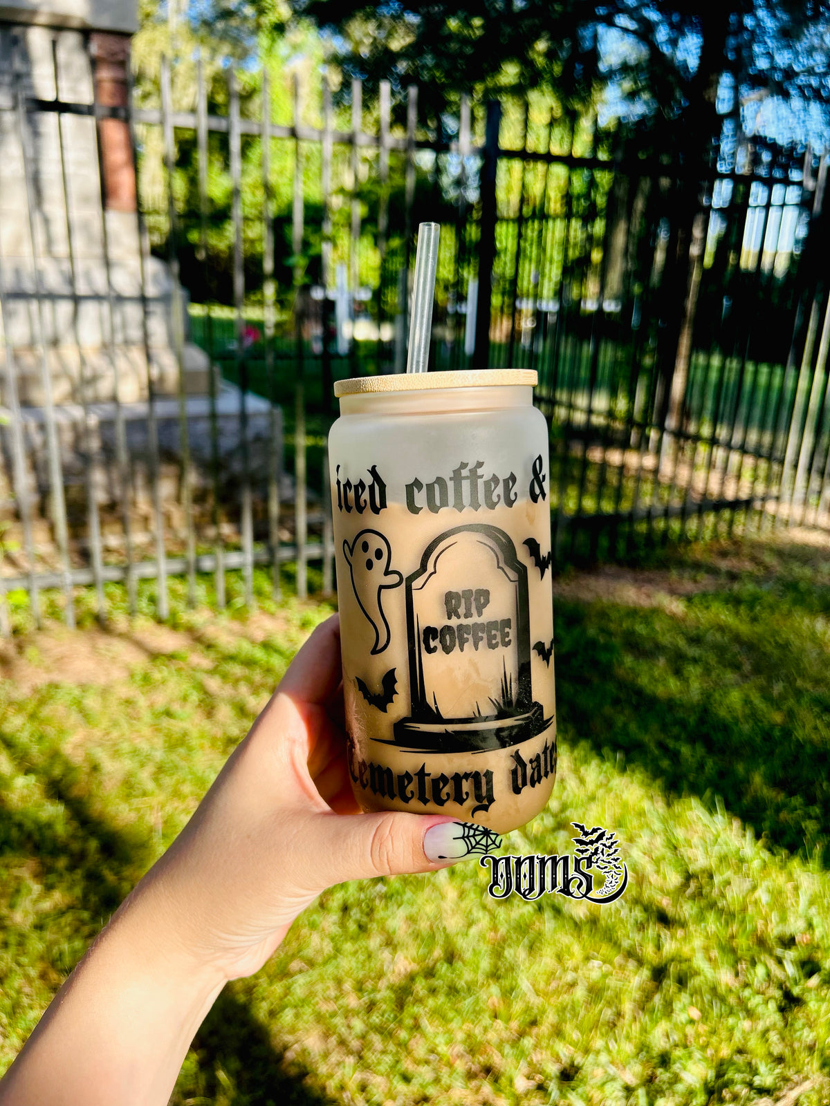 Iced Coffee & Cemetery Dates | 16oz. Frosted Glass Cup
