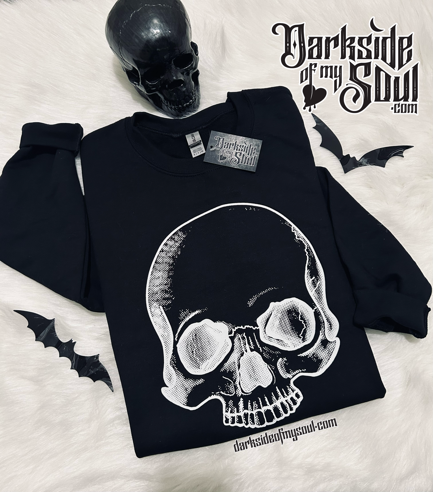 White Skull Black Sweater