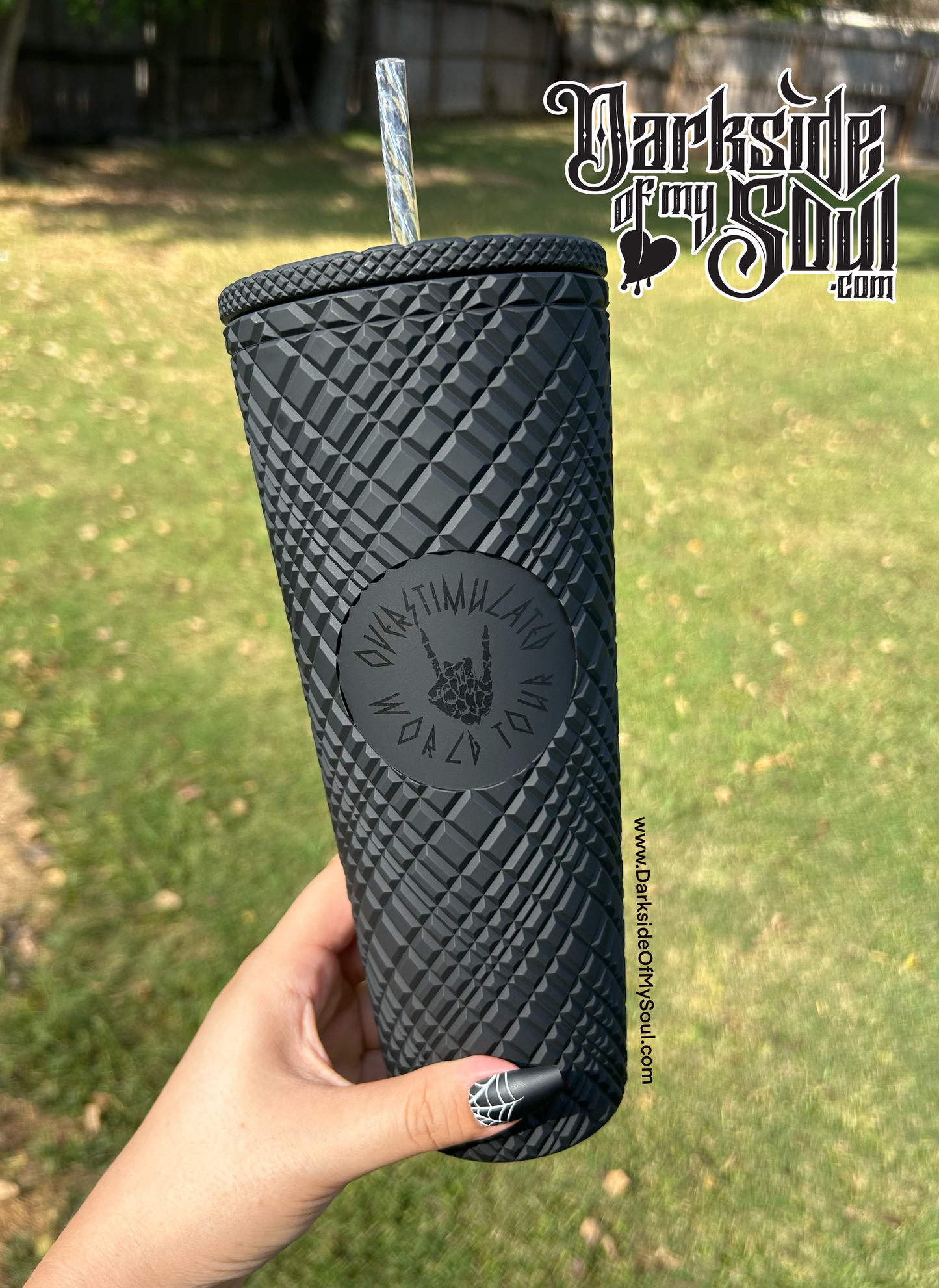 Matte Black Overstimulated World Tour 24oz Tumbler With Straw