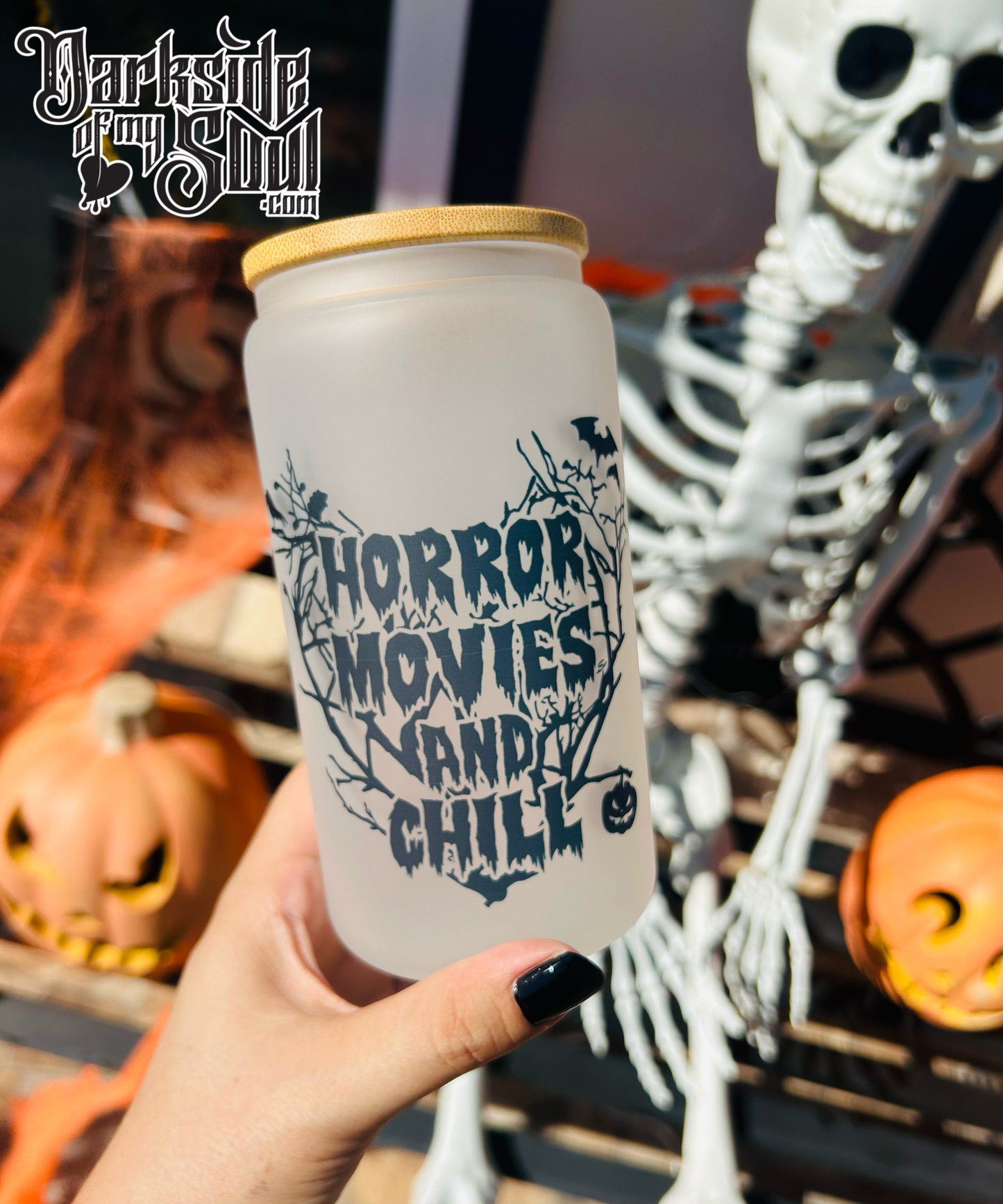 Horror Movies And Chill | 16oz. Frosted Glass Cup