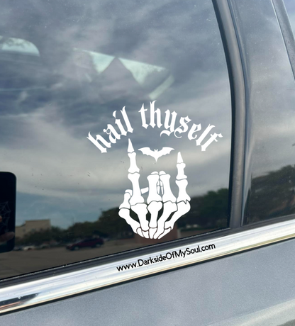 Hail Thyself Skeleton Hand Decal