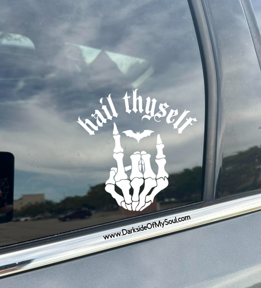 Hail Thyself Skeleton Hand Decal