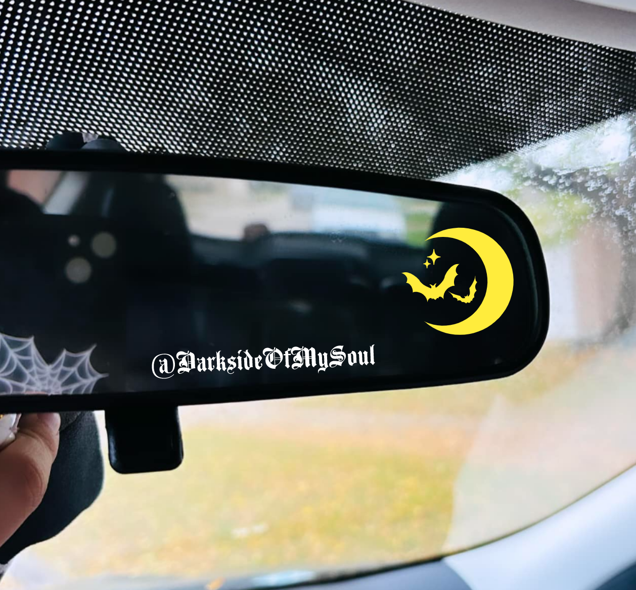 Moon And Bat Rear View Mirror Decal