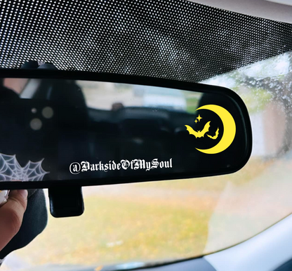 Moon And Bat Rear View Mirror Decal