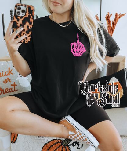 Pink Skeleton Middle Finger Apparel