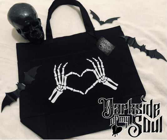 Skeleton Heart Tote Bag